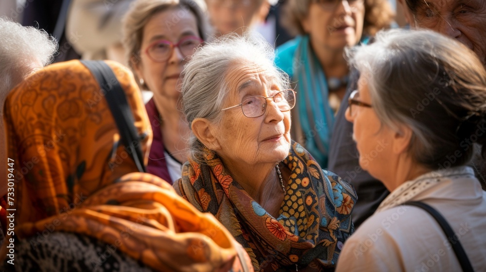A group of parishioners gathers in the church courtyard for a blessing of the sick ceremony, their faces marked with pain and suffering as they seek healing and wholeness in body, mind, and spirit.