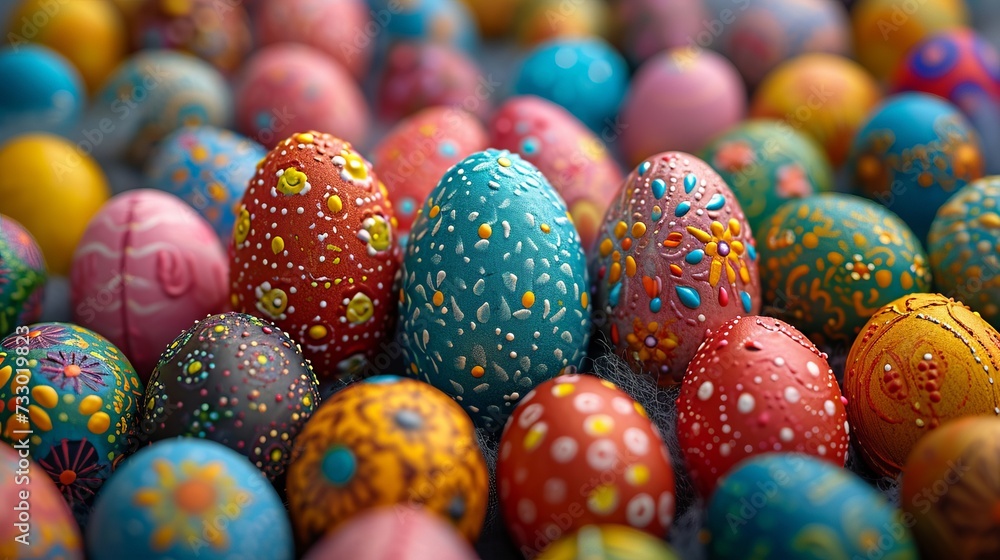 Fototapeta premium View of colorful easter eggs. Easter celebration.