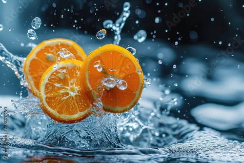 Kumquat In Water Surreal And Forming A Splash Falling Into The Water Realistic Scene