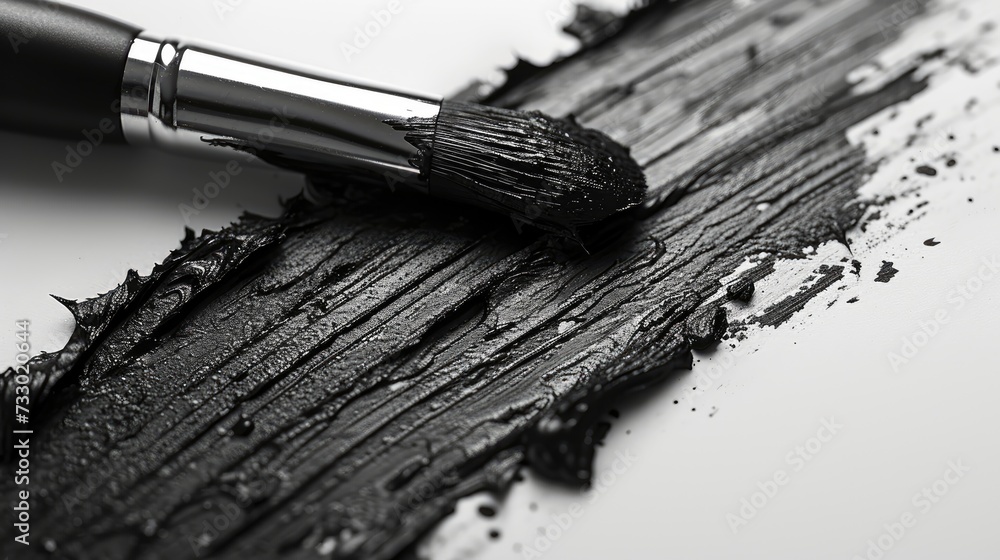 Black Brush Stroke Ink Line on White Isolated Background Black Brush Stroke Ink Line on White Isolated Background