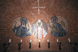 St. Lioba, St. Boniface and St. Mauritius, mosaic in the Church of the Benedictine Abbey of the Dormition, mount Zion in Jerusalem, Israel