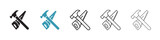 Woodworking Tools Vector Icon Set. Hammer and hand saw vector symbol for UI design.