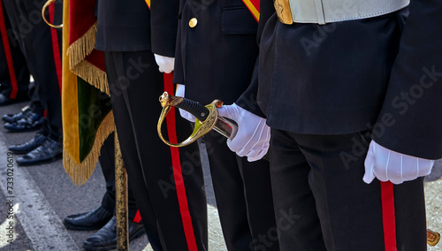 Bilde på lerret Military honor guard with sword and weapon.