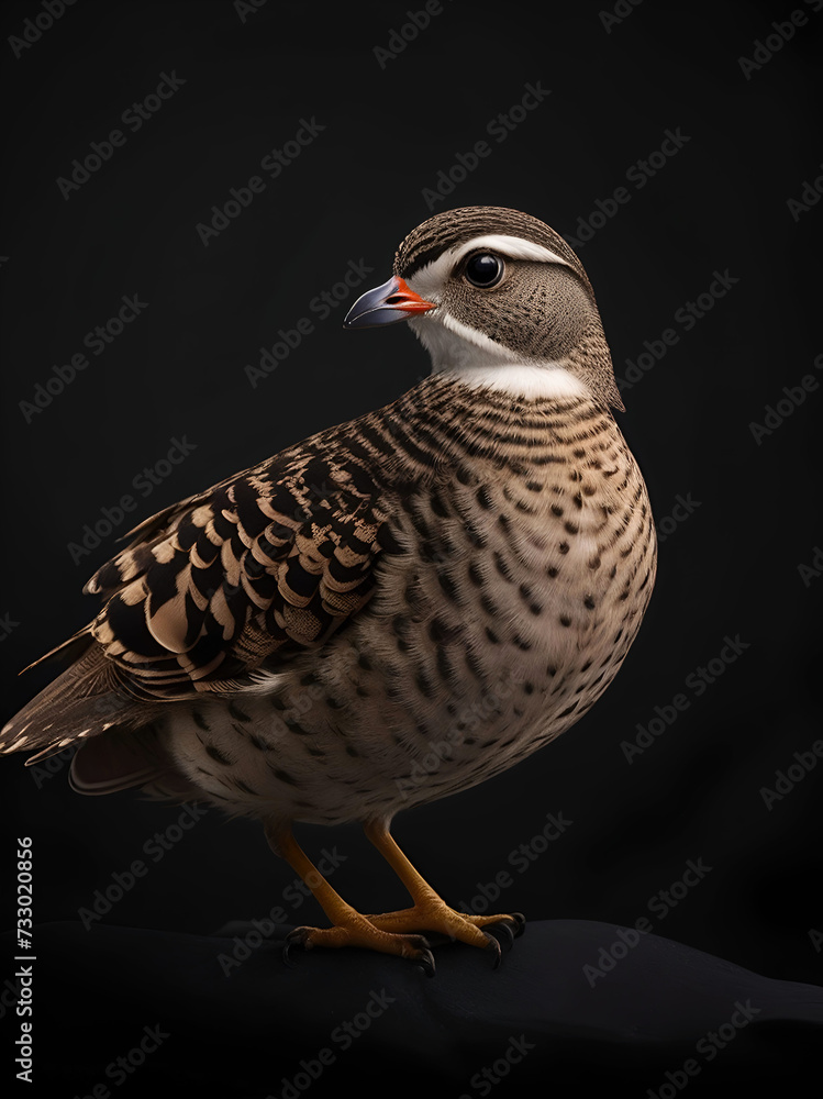 Quail. Generative AI. Quail bird on a dark background. AI illustration Quail. Generative AI. Quail bird on a dark background. AI illustration