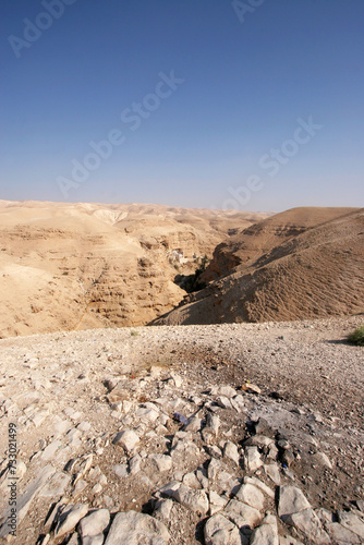 Greek Orthodox Monastery of St. George on the slope of Wadi Qelt, Judea Desert, Israel photo