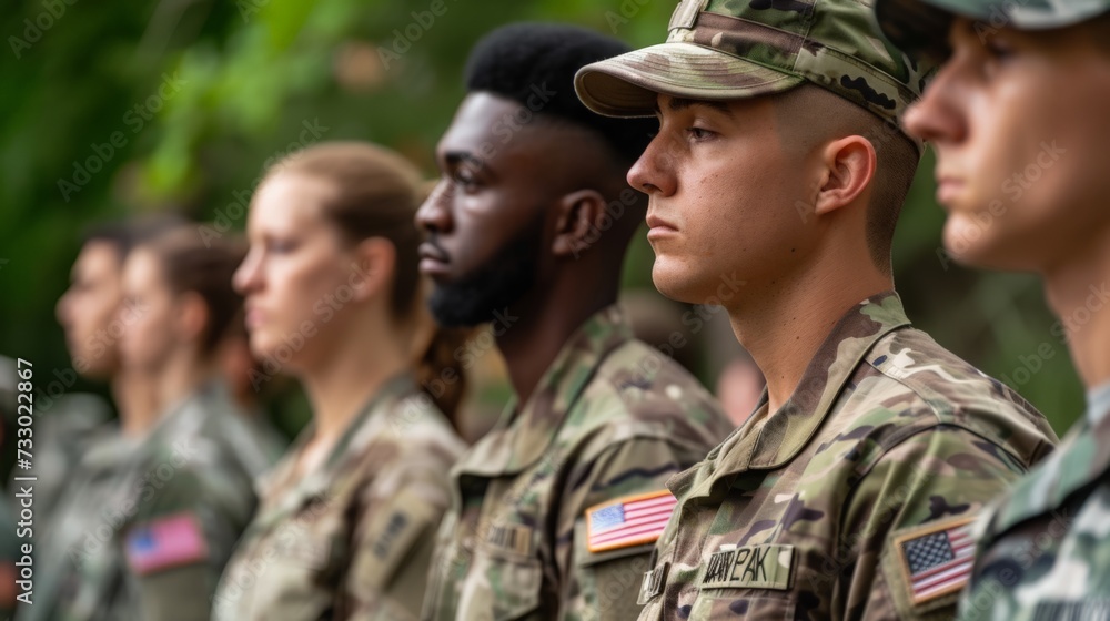  a diverse group of soldiers and civillians pay their respects on Memorial Day