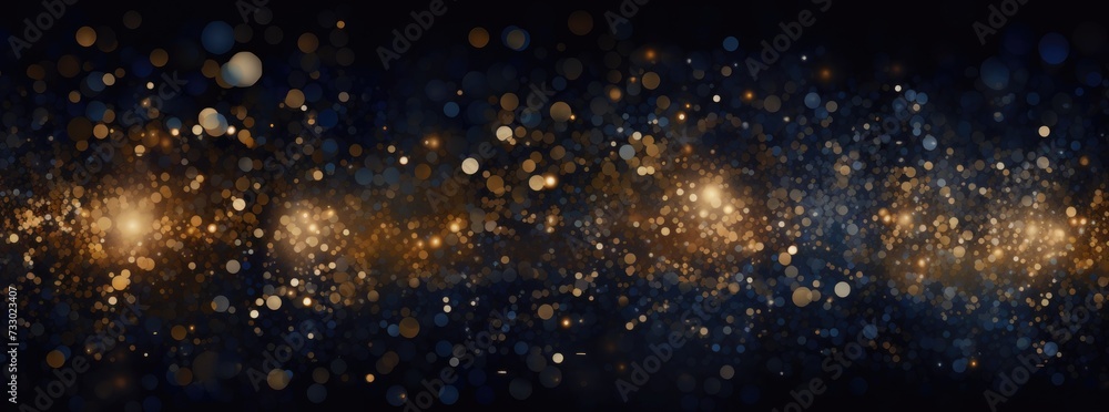 A photo capturing a blurred image of gold dust particles suspended in mid-air against a black background. A photo capturing a blurred image of gold dust particles suspended in mid-air against a black background.