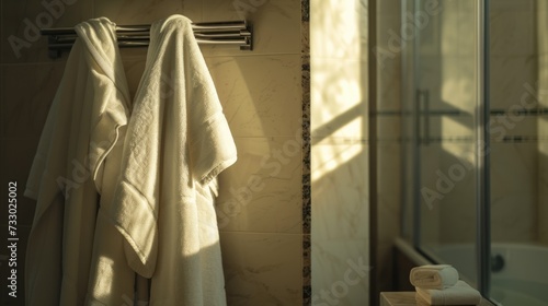 Towel and robe in the bathroom