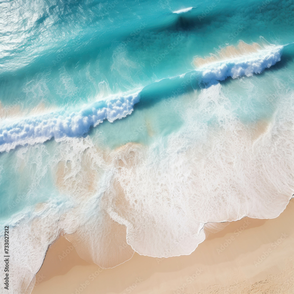 Explore the tranquil shores and expansive waters in this aerial view of a serene beach and ocean. AI generative.