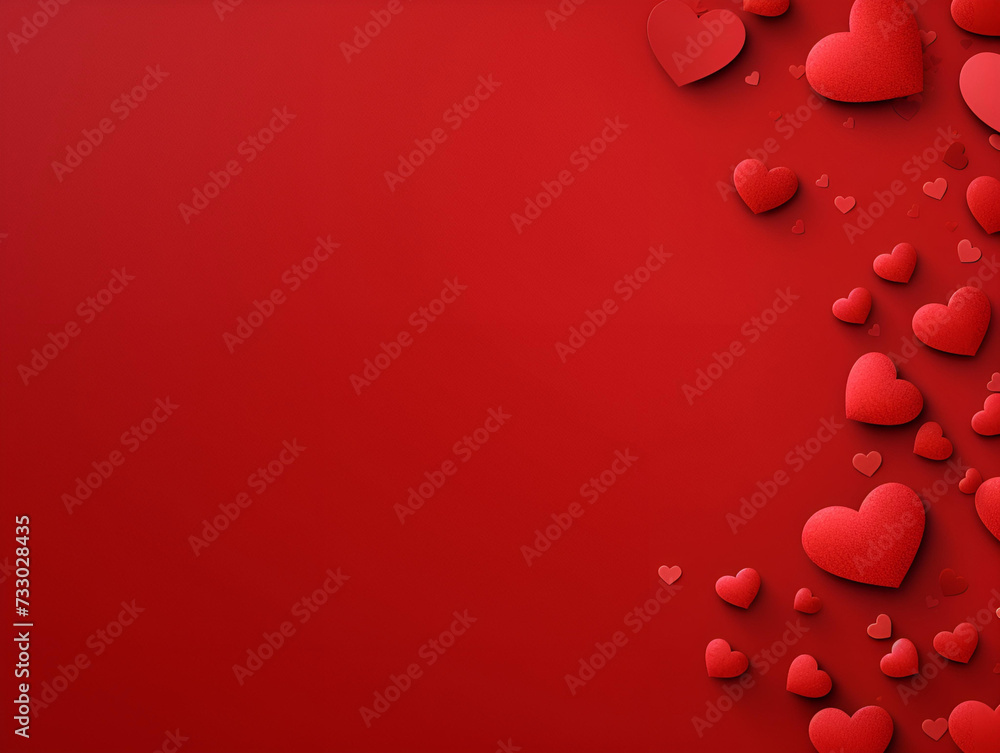 Red background with hearts for Valentine's Day