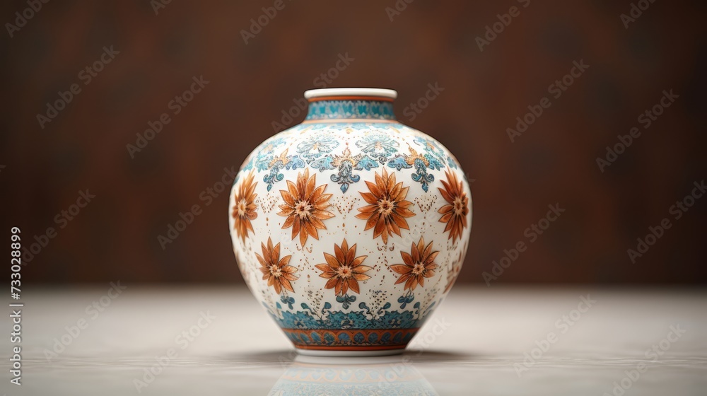 A ceramic vase adorned with intricate patterns A ceramic vase adorned with intricate patterns