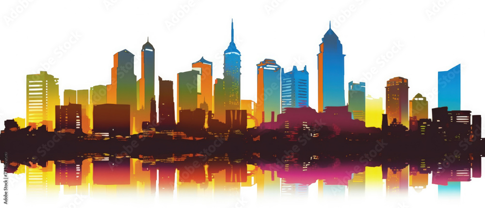 Philippines Famous Landmarks Skyline Silhouette Style, Colorful, Cityscape, Travel and Tourist Attraction