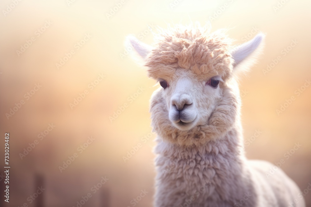 A close up of a sheep in focus against a blurred background.