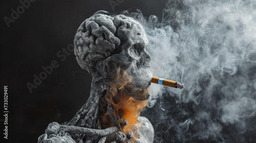 A no Smoking Day concept involves imagining a real cigarette interacting with a human body. Use creative elements to convey the harmful effects of smoking