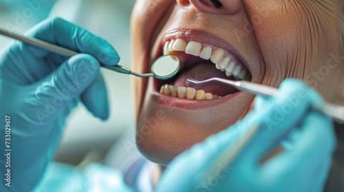 Woman Getting Teeth Brushed by Dentist During Dental Treatment