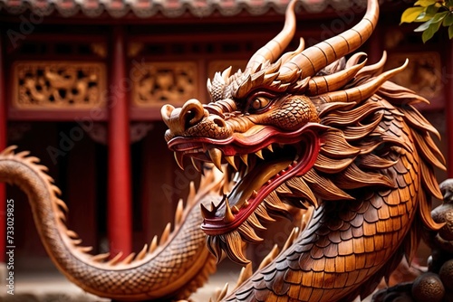 Wooden chinese dragon  chinese new year 2024 year of wood dragon zodiac elemental animal