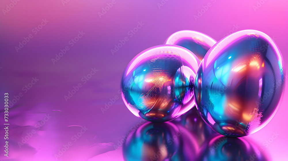 3d illustration of abstract metallic easter eggs composition, digital art works. 3D rendering. 3d illustration of abstract metallic easter eggs composition, digital art works. 3D rendering.