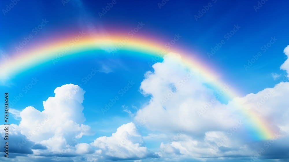 A vibrant rainbow arching across the sky A vibrant rainbow arching across the sky