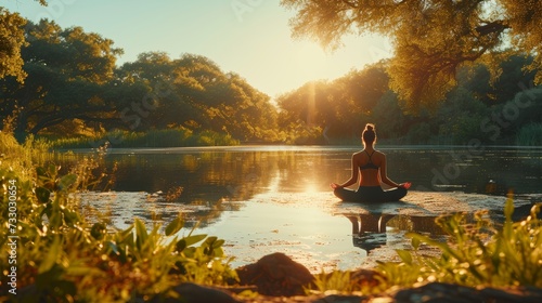A tranquil moment of someone practicing yoga in a serene natural setting