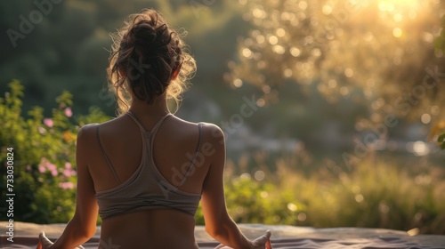 A tranquil moment of someone practicing yoga in a serene natural setting