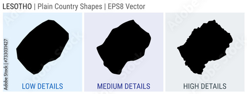 Lesotho - plain country shape. Low, medium and high detailed maps of Lesotho. EPS8 Vector illustration.