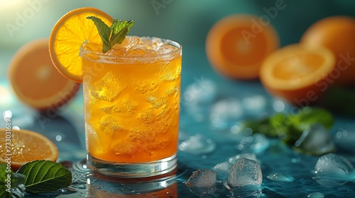 Vibrant citrus-themed cocktails against a clean background create a refreshin...
