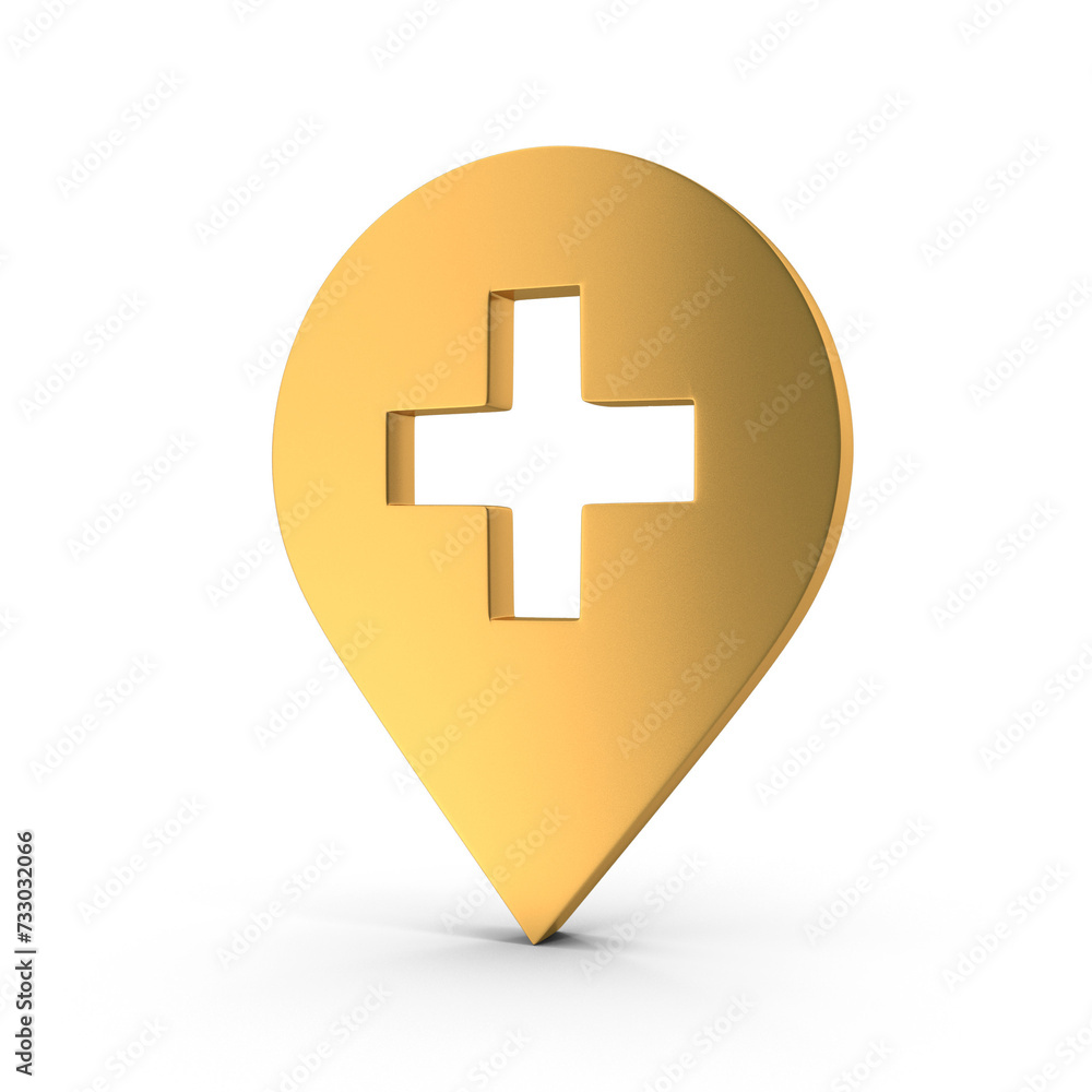 Obraz premium 3D PNG Golden Map Pointer, Location Map Icon, Gold Texture, Golden location pin or navigation, Web location point, pointer, Gold Pointer Icon, Location symbol. GPS, travel, navigation, place position