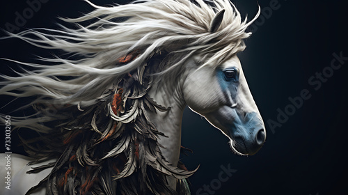 A horse with a feathered mane © Muhammad