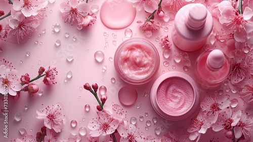 Simple abstract background showcasing cosmetic products in a harmonious compo...