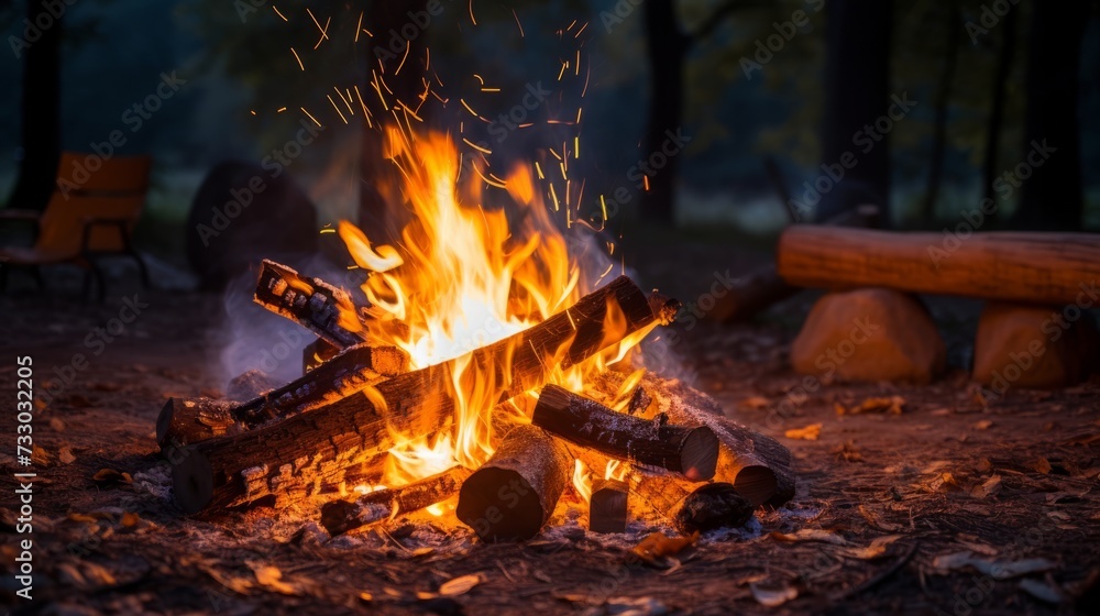 A glowing campfire in the wilderness A glowing campfire in the wilderness