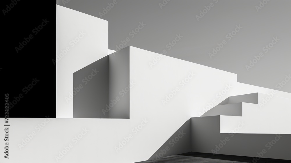 A minimalist monochrome composition with abstract forms A minimalist monochrome composition with abstract forms