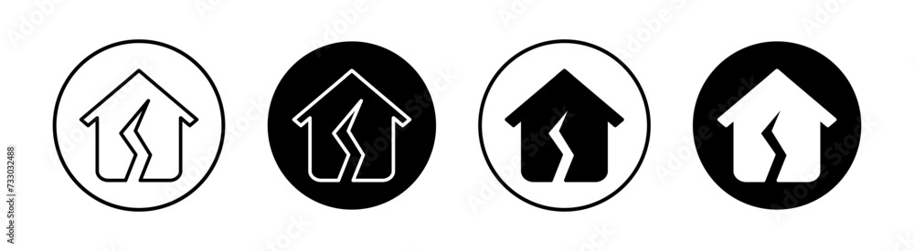 House damage flat line icon set. House damage Thin line illustration vector House damage flat line icon set. House damage Thin line illustration vector