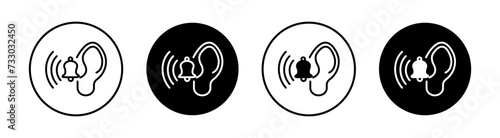 Tinnitus awareness flat line icon set. Tinnitus awareness Thin line illustration vector