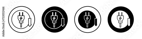 Energy reduction flat line icon set. Energy reduction Thin line illustration vector