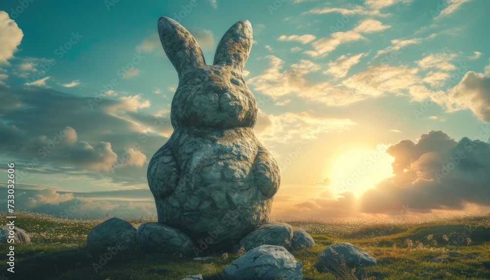 Bunny statue of Easter Island - obrazy, fototapety, plakaty 