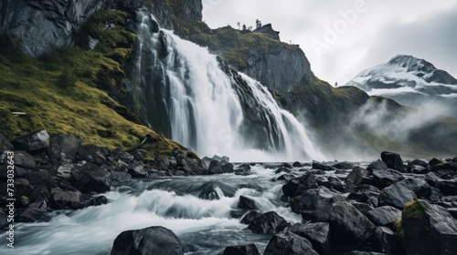A powerful waterfall in a remote wilderness