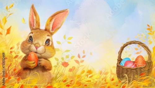 Children's book illustration of the Easter bunny  © justAI