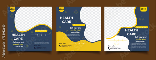  healthcare banner or square flyer with doctor theme for social media post template