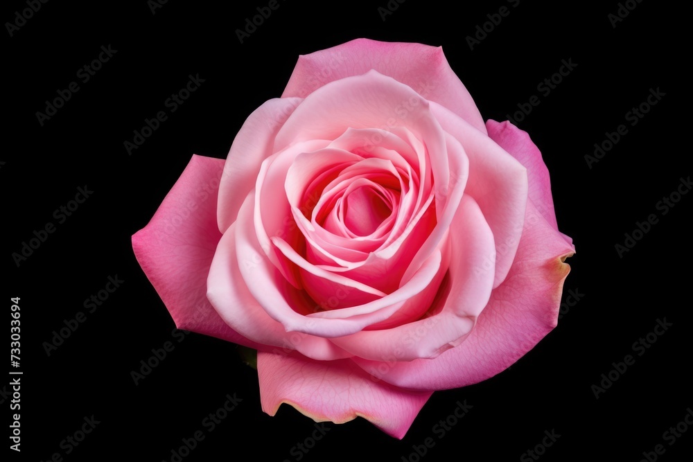 Pink rose on black background. Top view closeup. Valentine's day, Mother's day, Women's Day , Wedding and love concept Pink rose on black background. Top view closeup. Valentine's day, Mother's day, Women's Day , Wedding and love concept