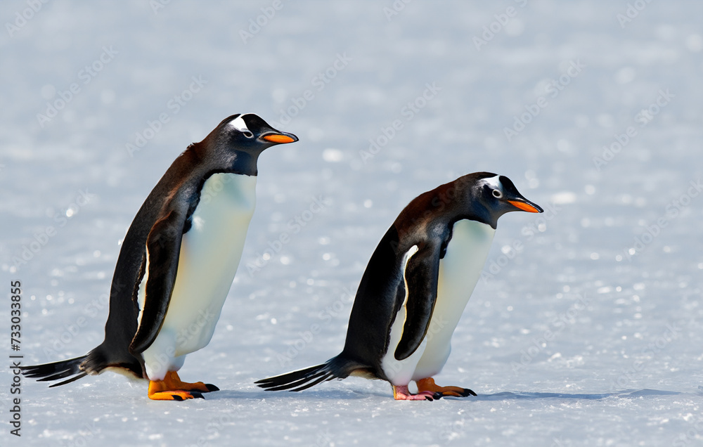 Obraz premium Pinguin, KI-generiert, Eine bunte Farbpalette, Abstrakte Kunst, Computer Mischtechnik, 