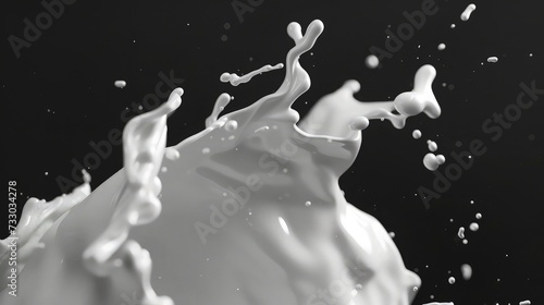 Milk wave splash with splashes and drops, black alpha background