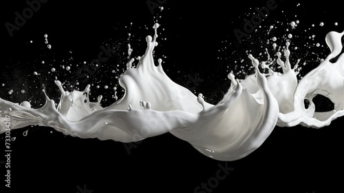 Milk wave splash with splashes and drops  black alpha background