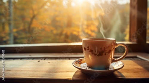 Morning light filtering through a coffee cup, a serene awakening