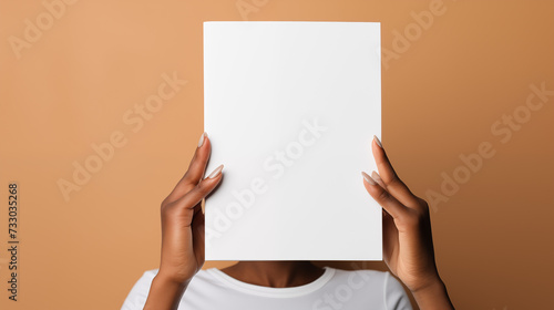 A woman holding blank sign, text space