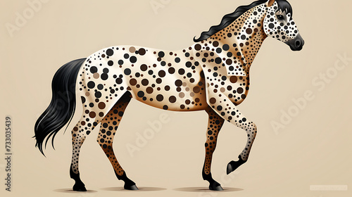 A horse with a spotted coat pattern