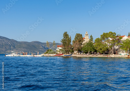 View of idyllic beach on Vrnik, a small island near Korcula, Croatia