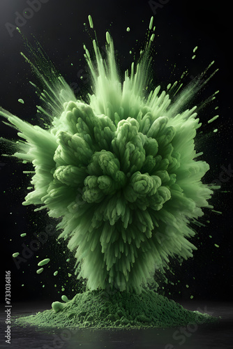 powder explosion photography, green and blue powder 