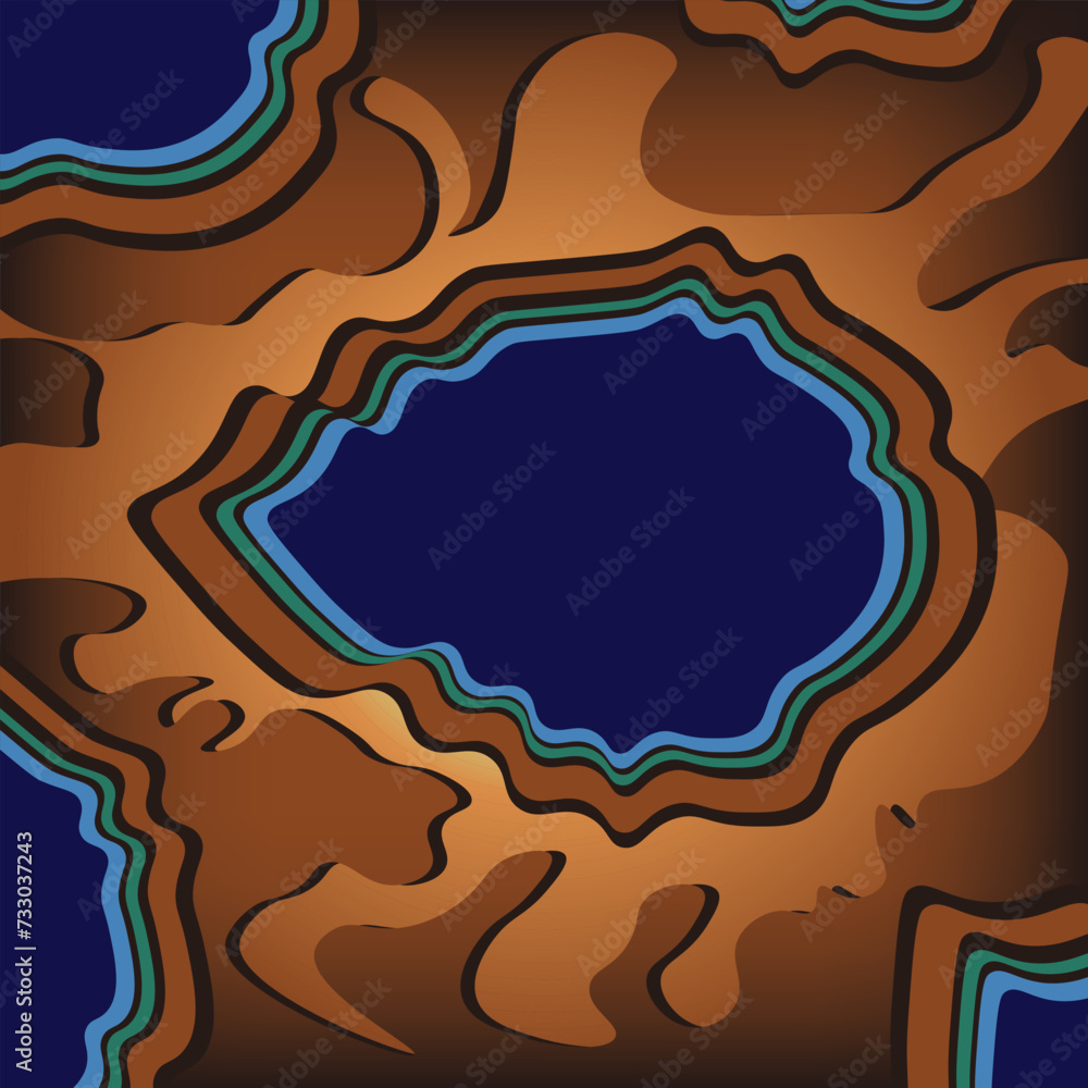 Crater Volcano. Abstract Thermal lake. Solar system. Yellowstone. Vector illustration can used design interior art poster banner. EPS 10