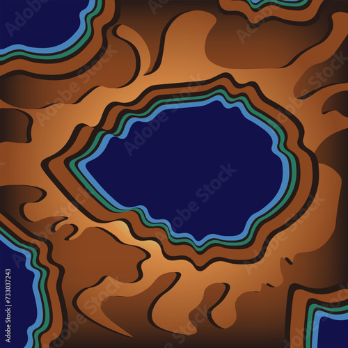 Crater Volcano. Abstract Thermal lake. Solar system. Yellowstone. Vector illustration can used design interior art poster banner. EPS 10