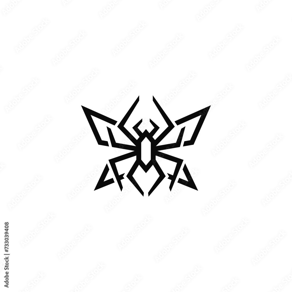 Butterfly and spider logo design combination. Butterfly and spider logo design combination.
